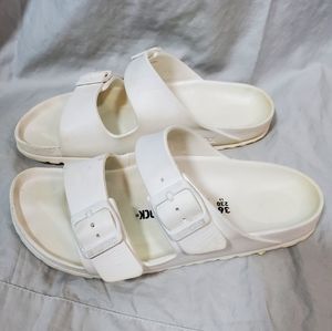 Birkenstock 36 (L5) Arizonia White EVA 2 strap slide on sandals